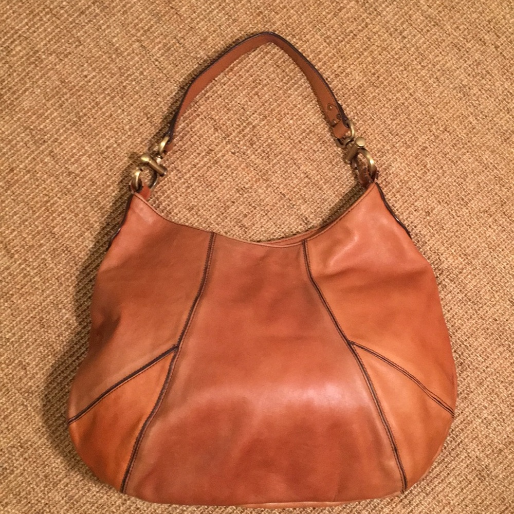 Lucé leather shoulder/hobo handbag caramel brown - Picture 2 of 16